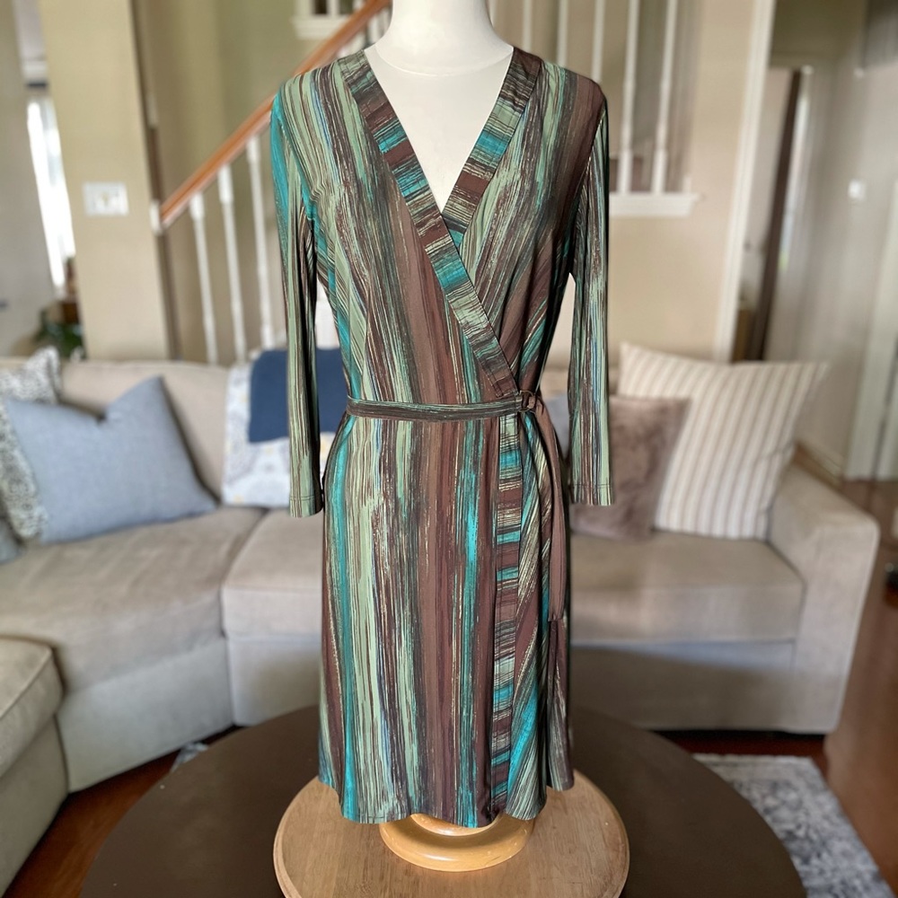 Elegant Striped Wrap Dress